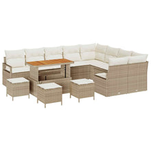Tuinbankenset met kussen 13 pcs Beige poly rattan