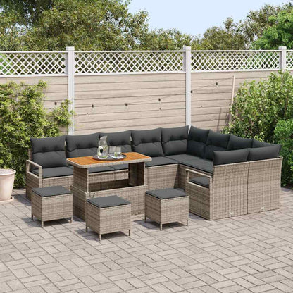 Tuinbankenset met kussen 13 pcs Grijs poly rattan