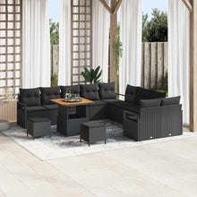 Tuinbankenset met kussen 13 pcs Zwart poly rattan