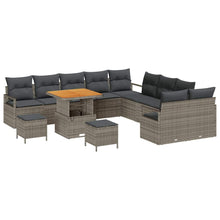 Tuinbankenset met kussen 13 pcs Grijs poly rattan