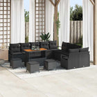 Tuinbankenset poly rattan 14-delig zwart