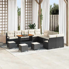 Tuinbankenset poly rattan zwart 13 zitplaatsen