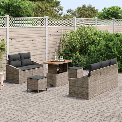 Tuinbankenset met kussen 8 pcs Grijs poly rattan