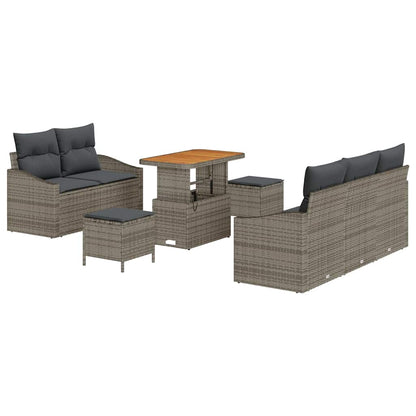 Tuinbankenset met kussen 8 pcs Grijs poly rattan