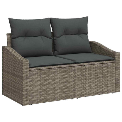 Tuinbankenset met kussen 8 pcs Grijs poly rattan