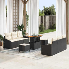 Tuinbankenset met kussen 9 pcs Zwart poly rattan