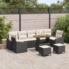 Tuinbankenset poly rattan 10-delig zwart
