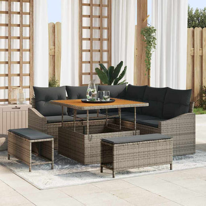 Tuinbankenset 8 st Grijs poly rattan