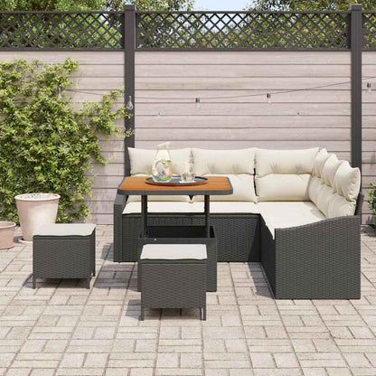 Tuinbankenset met kussen 8 pcs Zwart poly rattan