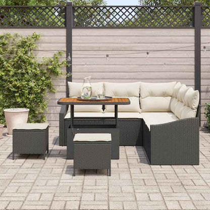 Tuinbankenset met kussen 8 pcs Zwart poly rattan
