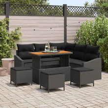 Tuinbankenset met kussen 9 pcs Zwart poly rattan