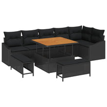 Tuinbankenset met kussen 9 pcs Zwart poly rattan
