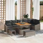 Poly Rattan Garden Lounge Set with Cushions 9 pcs Grey