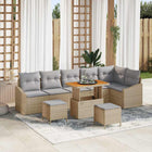 Garden Lounge Set with Cushions 9 pcs Beige Poly Rattan