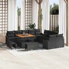Garden bench set with cushion 13 pcs Black poly rattan