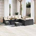 Tuinbankenset poly rattan zwart 12 personen