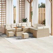 Tuinbankenset poly rattan beige 13-delig