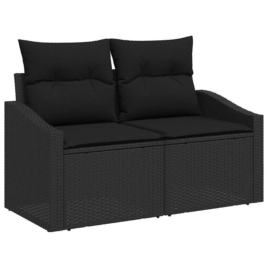 Tuinbankenset met kussen 14 pcs Zwart poly rattan