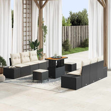 Tuinbankenset met kussen 9 pcs Zwart poly rattan
