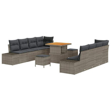 Tuinbankenset met kussen 11 pcs Grijs poly rattan