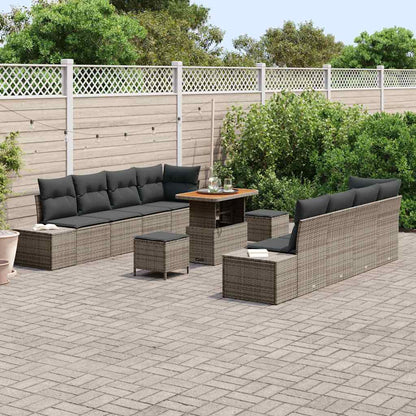 Tuinbankenset met kussen 11 pcs Grijs poly rattan