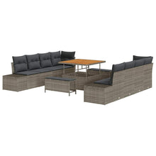 Tuinbankenset met kussen 11 pcs Grijs poly rattan