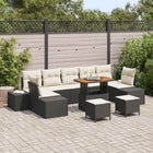 Tuinbankenset poly rattan 9 personen zwart
