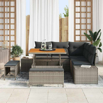 Tuinbankenset 8 st Grijs poly rattan