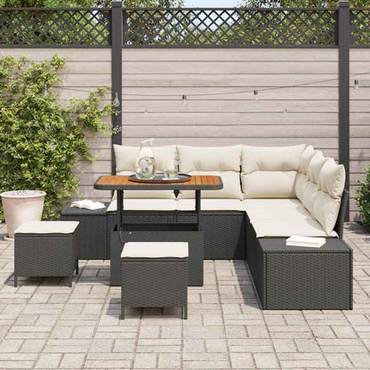 Tuinbankenset met kussen 8 pcs Zwart poly rattan