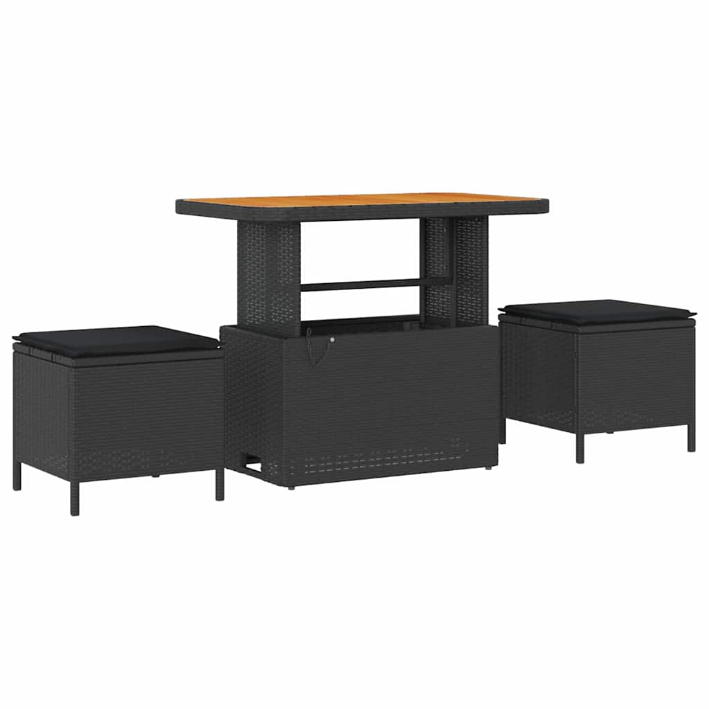 Tuinbankenset met kussen 8 pcs Zwart poly rattan