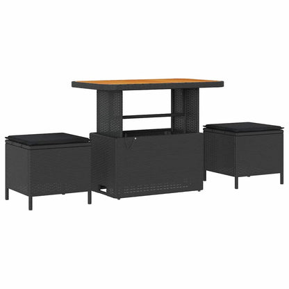 Tuinbankenset met kussen 8 pcs Zwart poly rattan
