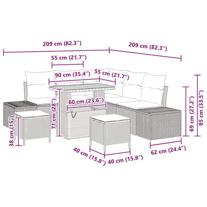 Tuinbankenset met kussen 8 pcs Zwart poly rattan