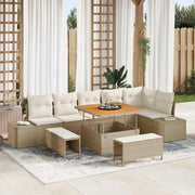 Tuinbankenset poly rattan beige 9-delig