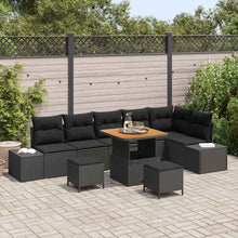 Tuinbankenset met kussen 9 pcs Zwart poly rattan