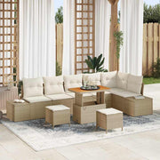 Tuinset poly rattan 9-delig beige