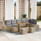 Tuinset poly rattan 10-delig beige