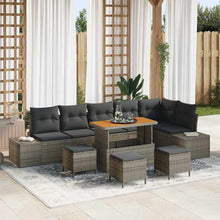 Tuinbankenset met kussen 10 pcs Grijs poly rattan