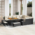 Tuinbankenset poly rattan zwart 12-delig