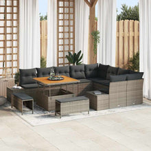 Tuinbankenset met kussen 12 pcs Grijs poly rattan