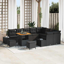 Tuinbankenset met kussen 12 pcs Zwart poly rattan