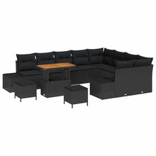Tuinbankenset met kussen 12 pcs Zwart poly rattan
