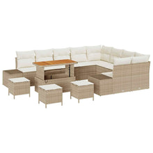 Tuinbankenset met kussen 13 pcs Beige poly rattan