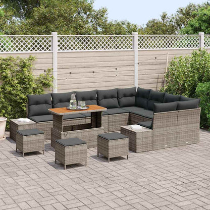 Tuinbankenset met kussen 13 pcs Grijs poly rattan