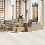 Tuinbankenset poly rattan beige 13-delig