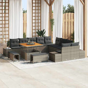 Tuinbankenset poly rattan grijs 13-delig