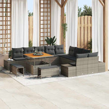 Tuinbankenset met kussen 13 pcs Grijs poly rattan
