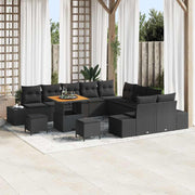 Tuinbankenset poly rattan zwart 13-delig