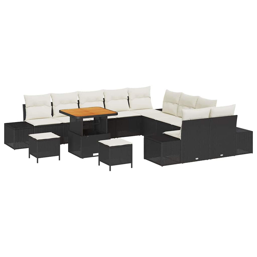 Tuinbankenset met kussen 13 pcs Zwart poly rattan