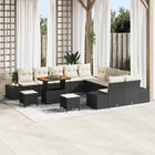 Tuinbankenset poly rattan zwart 13-delig