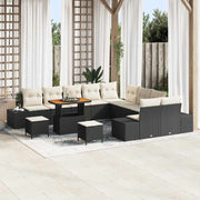Tuinbankenset poly rattan zwart 13-delig